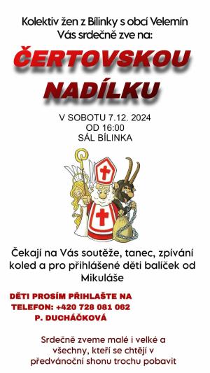 Pozvánka na Čertovskou nadílku na Bílince